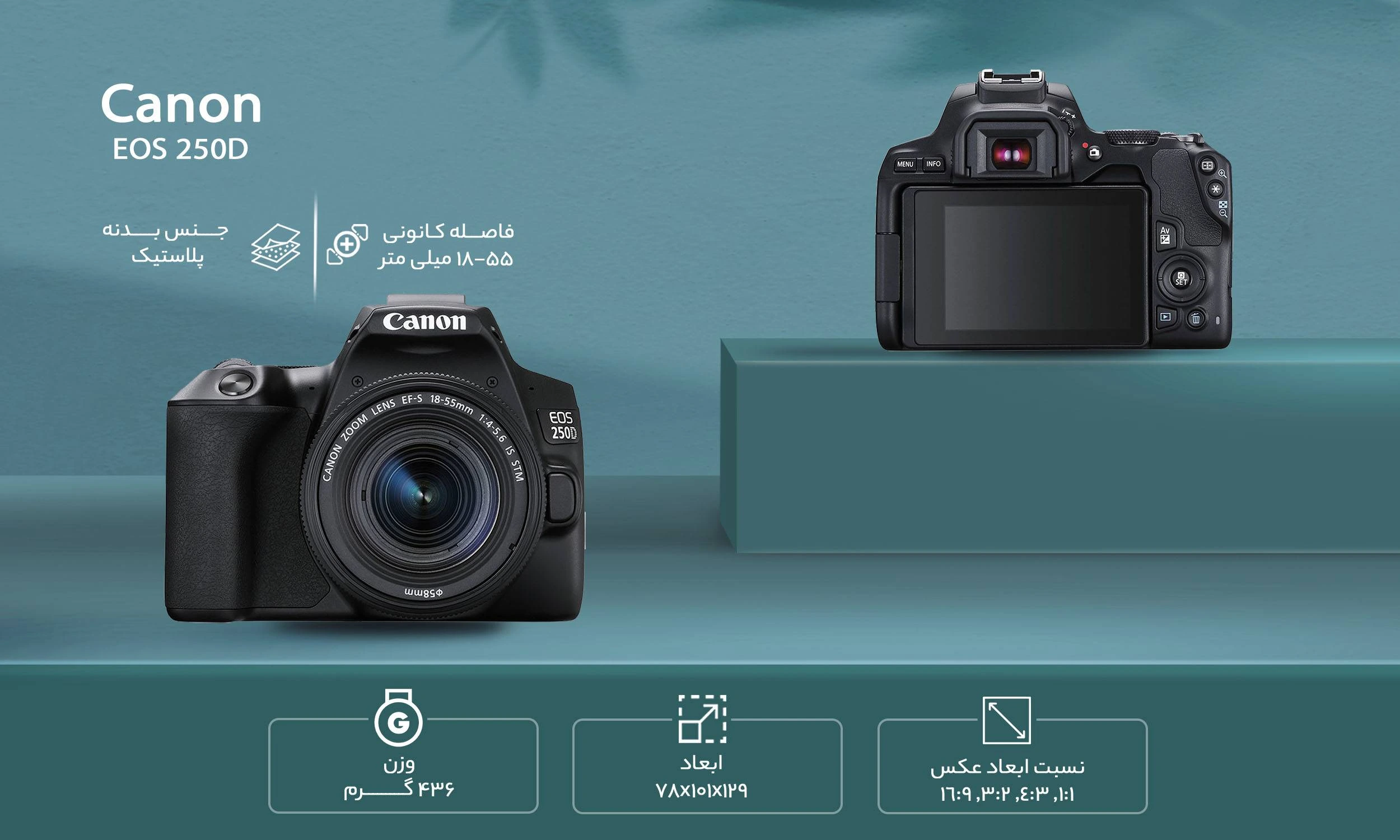 دوربین دیجیتال کانن مدل EOS 250D به همراه لنز 55-18 میلی متر IS STM